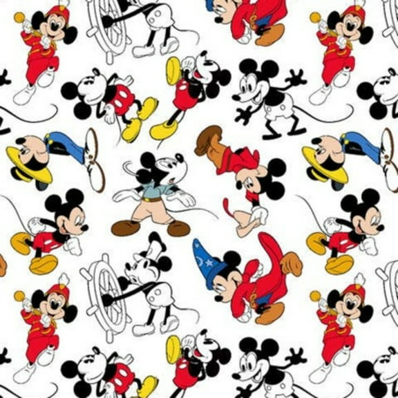 Disney Mickey Mouse Through the Years Cotton Fabric (1 yard)