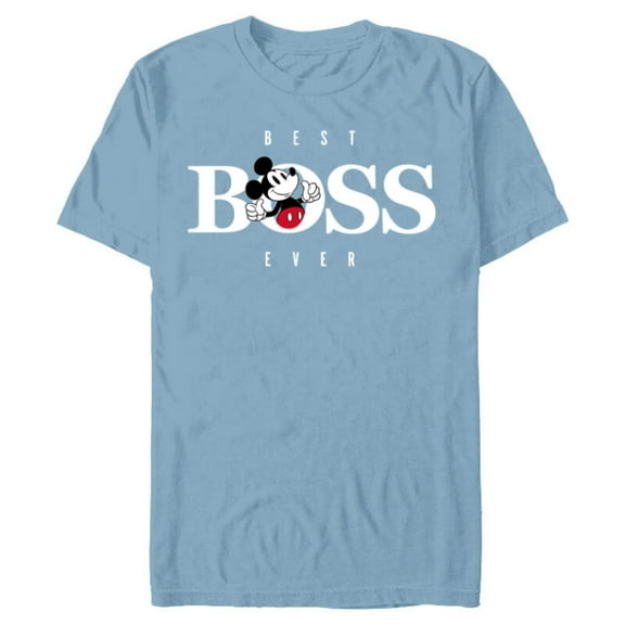 Disney Mickey Mouse Thumbs Up Best Boss Ever Employer Gift- Short Sleeve Blended T-Shirt for Adults - Customized-Ocean Blue