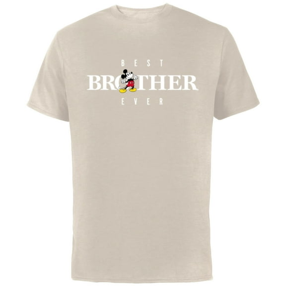 Disney Mickey Mouse Thumbs Up Best Brother Ever Family- Short Sleeve Cotton T-Shirt for Adults - Customized-Natural