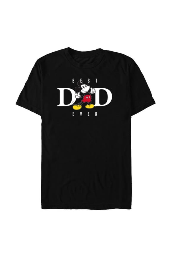Mickey Mouse Thumbs Up Best Dad Ever Father’s Day - Short Sleeve Blended T-Shirt for Adults - Customized-Black