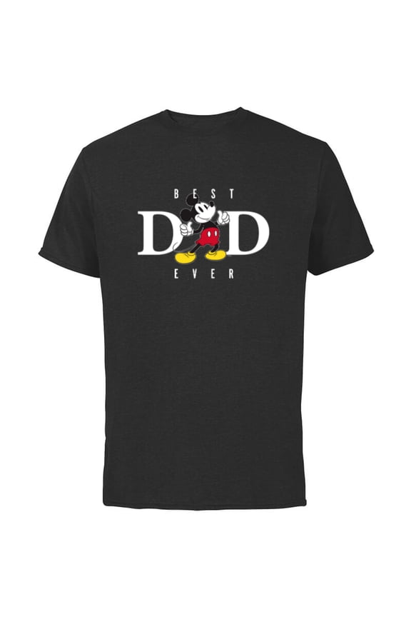 Mickey Mouse Thumbs Up Best Dad Ever Father’s Day - Short Sleeve Cotton T-Shirt for Adults - Customized-Black