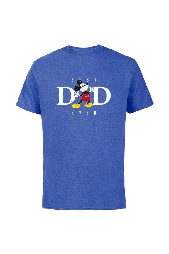 Mickey Mouse Thumbs Up Best Dad Ever Father’s Day - Short Sleeve Cotton T-Shirt for Adults - Customized-Royal Heather