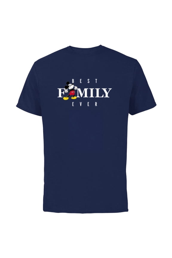 Mickey Mouse Thumbs Up Best Family Ever Vacation Trip- Short Sleeve Cotton T-Shirt for Adults - Customized-Navy