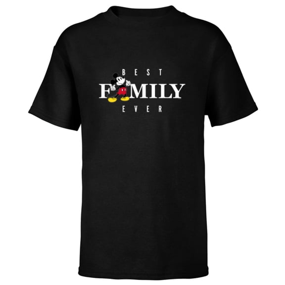 Disney Mickey Mouse Thumbs Up Best Family Ever Vacation Trip- Short Sleeve T-Shirt for Kids - Customized-Black