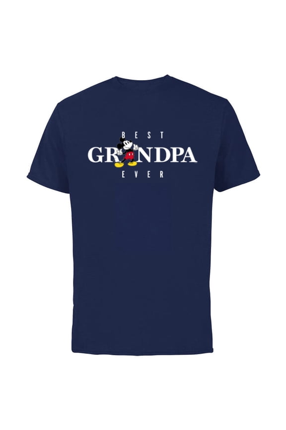 Mickey Mouse Thumbs Up Best Grandpa Ever Father’s Day - Short Sleeve Cotton T-Shirt for Adults - Customized-Navy