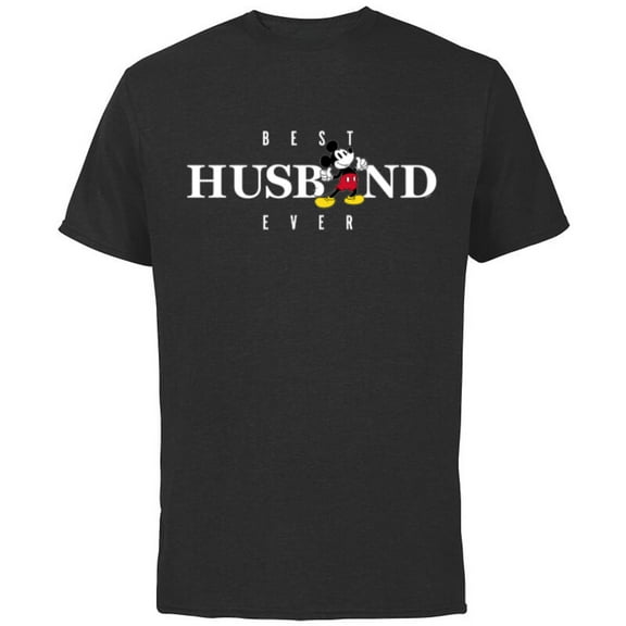 Disney Mickey Mouse Thumbs Up Best Husband Ever Family- Short Sleeve Cotton T-Shirt for Adults - Customized-Black