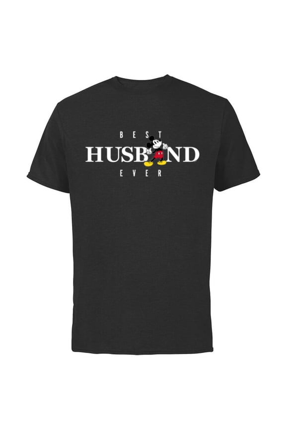 Mickey Mouse Thumbs Up Best Husband Ever Family- Short Sleeve Cotton T-Shirt for Adults - Customized-Black