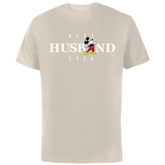 Disney Mickey Mouse Thumbs Up Best Husband Ever Family- Short Sleeve Cotton T-Shirt for Adults - Customized-Natural