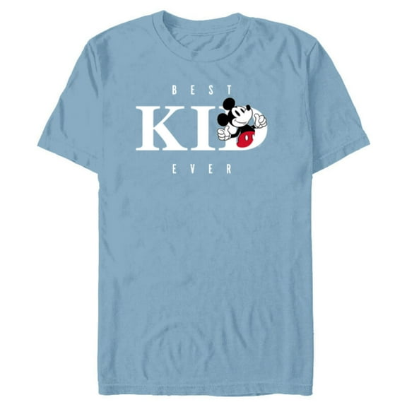 Disney Mickey Mouse Thumbs Up Best Kid Ever Family- Short Sleeve Blended T-Shirt for Adults - Customized-Ocean Blue