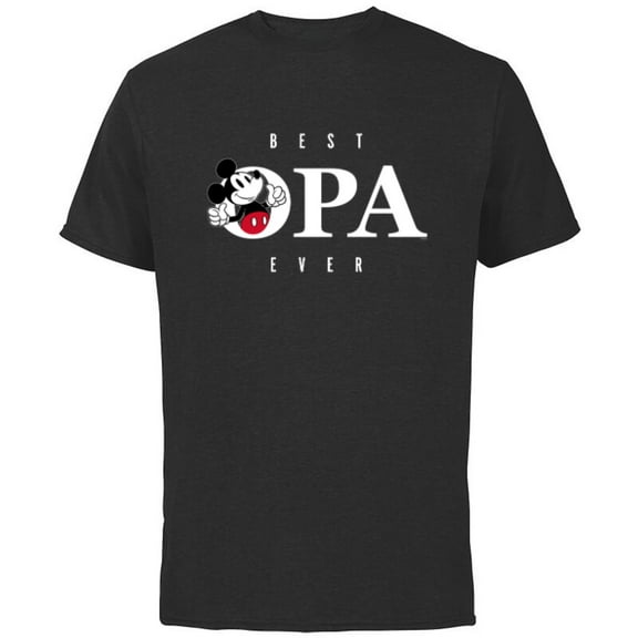 Disney Mickey Mouse Thumbs Up Best Opa Ever Father’s Day - Short Sleeve Cotton T-Shirt for Adults - Customized-Black