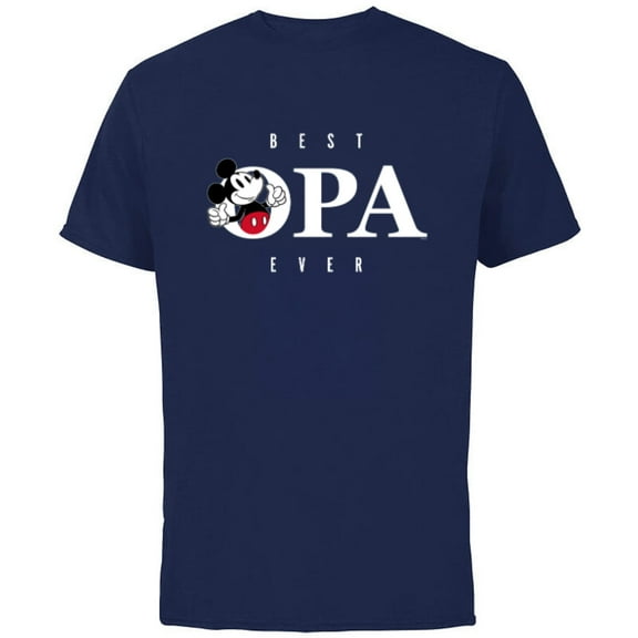 Disney Mickey Mouse Thumbs Up Best Opa Ever Father’s Day - Short Sleeve Cotton T-Shirt for Adults - Customized-Navy