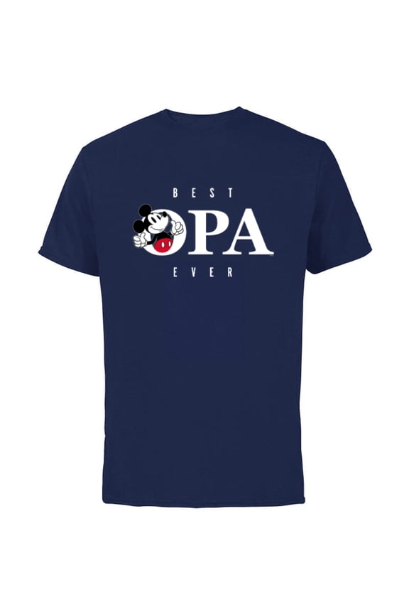 Mickey Mouse Thumbs Up Best Opa Ever Father’s Day - Short Sleeve Cotton T-Shirt for Adults - Customized-Navy