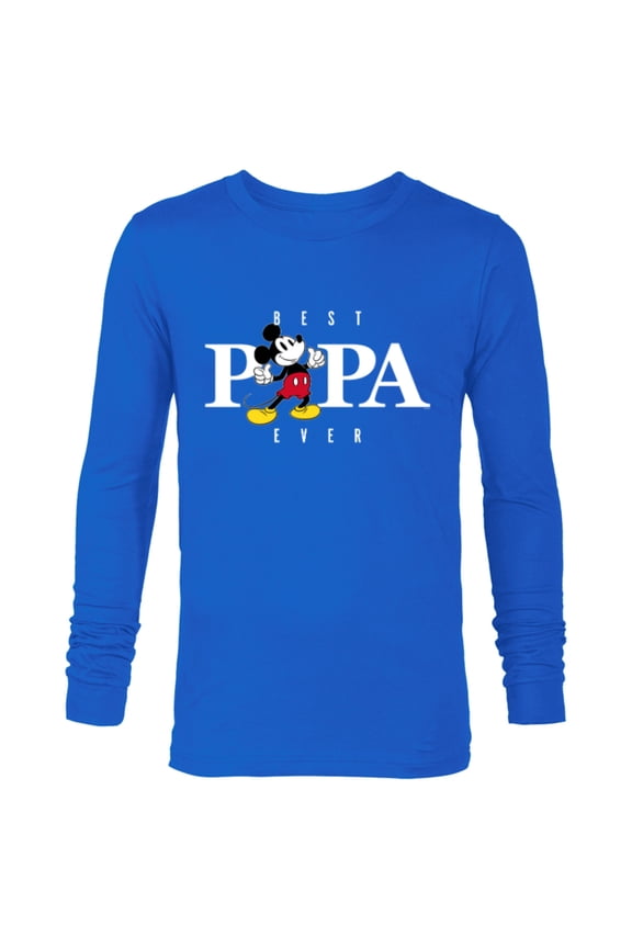 Mickey Mouse Thumbs Up Best Papa Ever Father’s Day - Long Sleeve T-Shirt for Men - Customized-Navy