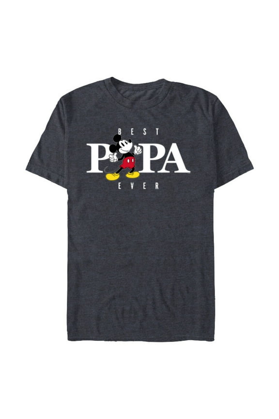 Mickey Mouse Thumbs Up Best Papa Ever Father’s Day - Short Sleeve Blended T-Shirt for Adults - Customized-Navy Heather