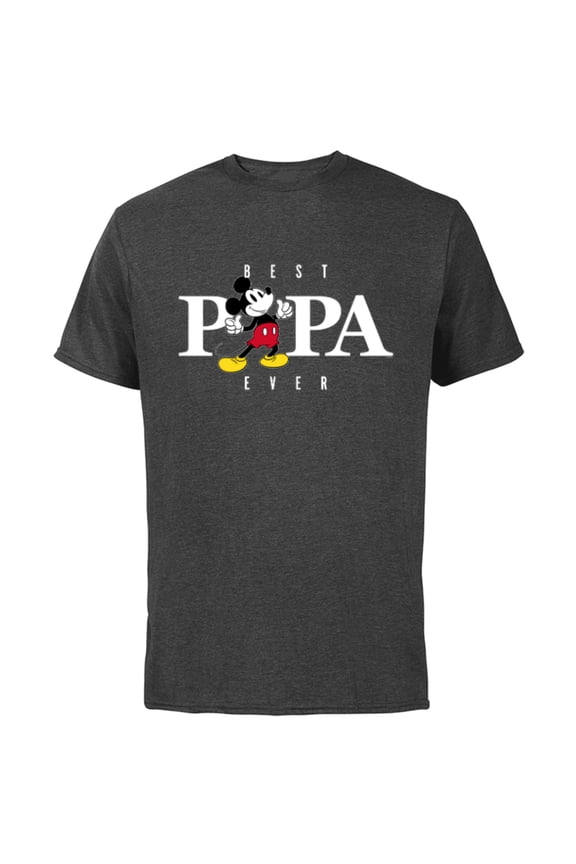Mickey Mouse Thumbs Up Best Papa Ever Father’s Day - Short Sleeve Cotton T-Shirt for Adults - Customized-Charcoal