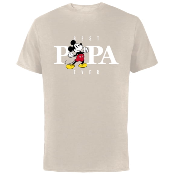 Disney Mickey Mouse Thumbs Up Best Papa Ever Father’s Day - Short Sleeve Cotton T-Shirt for Adults - Customized-Natural