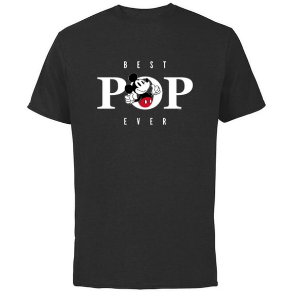 Disney Mickey Mouse Thumbs Up Best Pop Ever Father’s Day - Short Sleeve Cotton T-Shirt for Adults - Customized-Black
