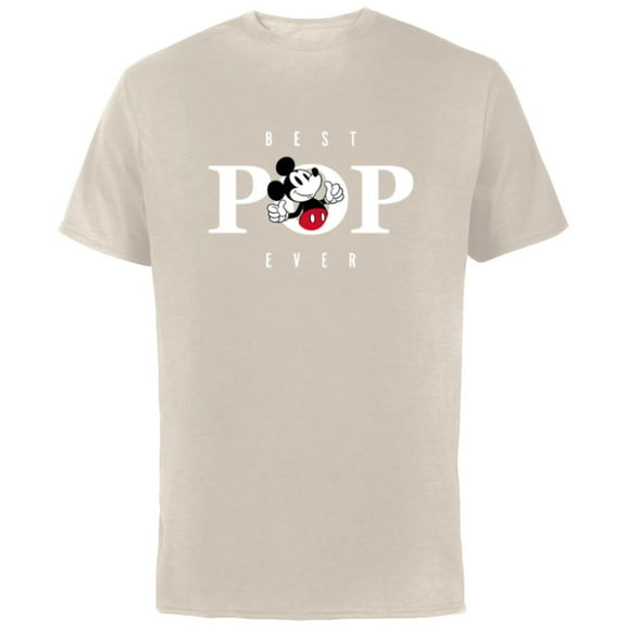Disney Mickey Mouse Thumbs Up Best Pop Ever Father’s Day - Short Sleeve Cotton T-Shirt for Adults - Customized-Natural