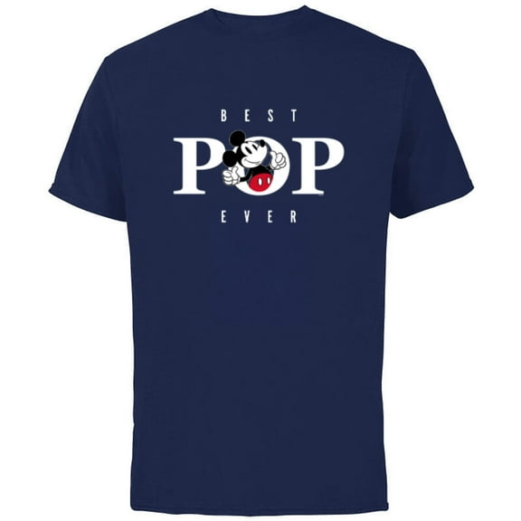 Disney Mickey Mouse Thumbs Up Best Pop Ever Father’s Day - Short Sleeve Cotton T-Shirt for Adults - Customized-Navy