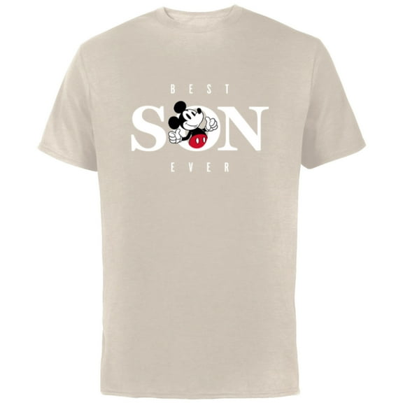 Disney Mickey Mouse Thumbs Up Best Son Ever Family- Short Sleeve Cotton T-Shirt for Adults - Customized-Natural
