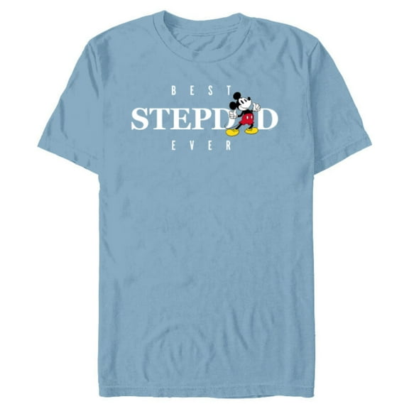 Disney Mickey Mouse Thumbs Up Best Stepdad Ever Father’s Day - Short Sleeve Blended T-Shirt for Adults - Customized-Ocean Blue