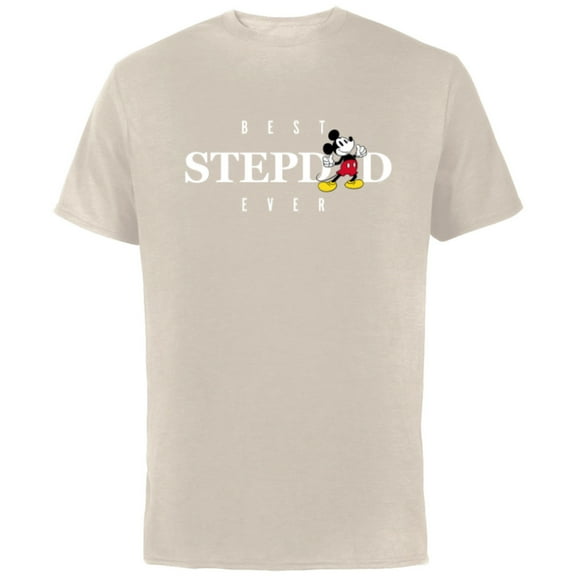 Disney Mickey Mouse Thumbs Up Best Stepdad Ever Father’s Day - Short Sleeve Cotton T-Shirt for Adults - Customized-Natural