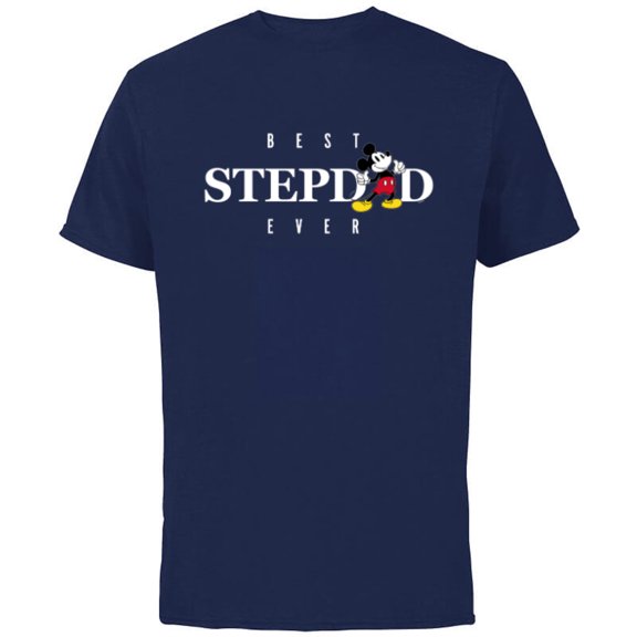 Disney Mickey Mouse Thumbs Up Best Stepdad Ever Father’s Day - Short Sleeve Cotton T-Shirt for Adults - Customized-Navy
