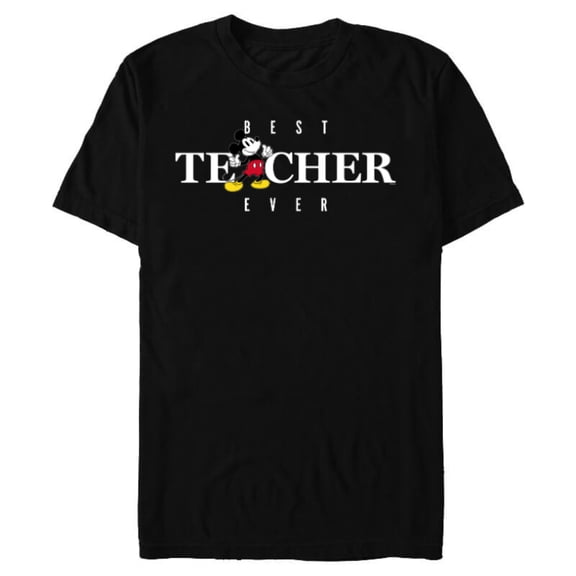 Disney Mickey Mouse Thumbs Up Best Teacher Ever Teacher Gift- Short Sleeve Blended T-Shirt for Adults - Customized-Black