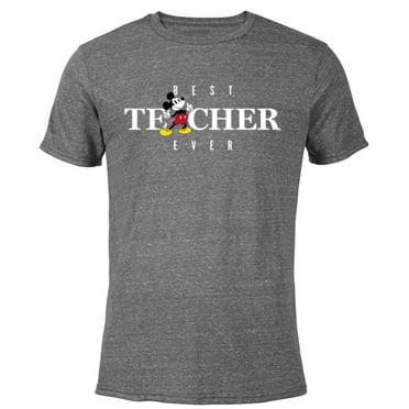 Disney Mickey Mouse Thumbs Up Best Teacher Ever Teacher Gift- Short Sleeve Blended T-Shirt for Adults - Customized-Dark Heather