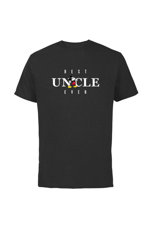 Mickey Mouse Thumbs Up Best Uncle Ever Father’s Day - Short Sleeve Cotton T-Shirt for Adults - Customized-Black