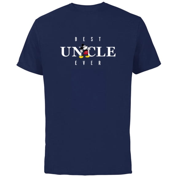 Disney Mickey Mouse Thumbs Up Best Uncle Ever Father’s Day - Short Sleeve Cotton T-Shirt for Adults - Customized-Navy
