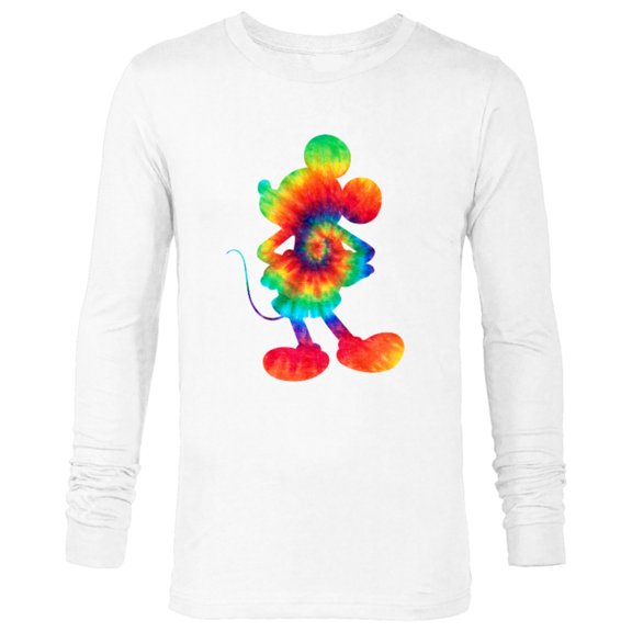 Disney Mickey Mouse Tie Dye Silhouette - Long Sleeve T-Shirt for Men - Customized-White