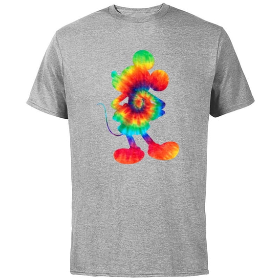 Disney Mickey Mouse Tie Dye Silhouette - Short Sleeve Cotton T-Shirt for Adults - Customized-Athletic Heather