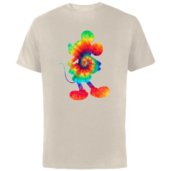 Disney Mickey Mouse Tie Dye Silhouette - Short Sleeve Cotton T-Shirt for Adults - Customized-Natural