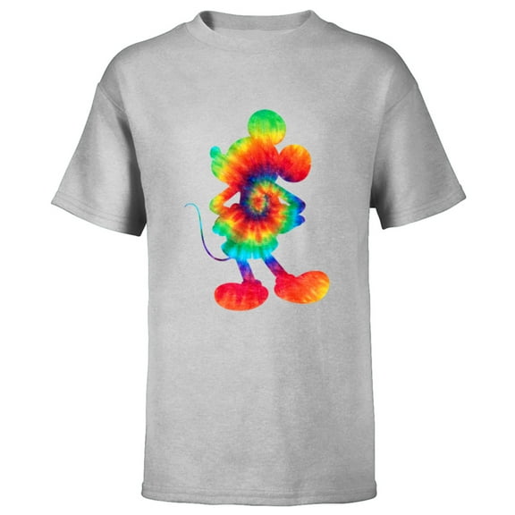 Disney Mickey Mouse Tie Dye Silhouette - Short Sleeve T-Shirt for Kids - Customized-Athletic Heather