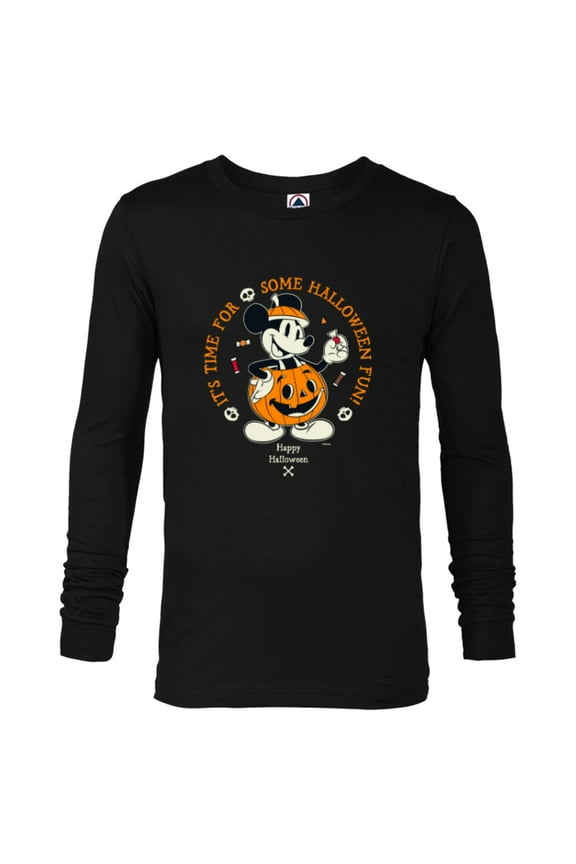 Mickey Mouse Time for Halloween Fun Pumpkin Costume - Long Sleeve T-Shirt for Men - Customized-Black