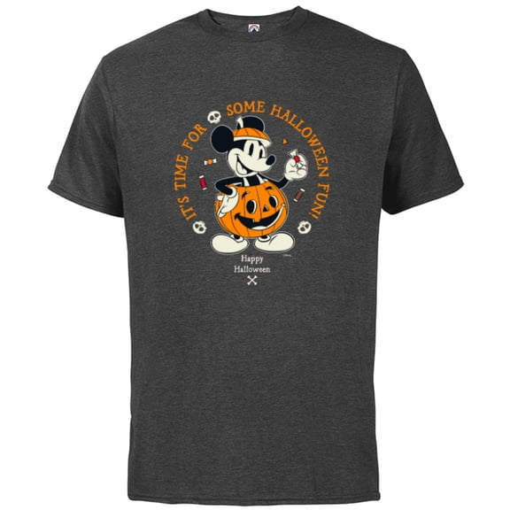 Disney Mickey Mouse Time for Halloween Fun Pumpkin Costume - Short Sleeve Cotton T-Shirt for Adults - Customized-Charcoal Heather