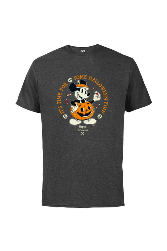 Mickey Mouse Time for Halloween Fun Pumpkin Costume - Short Sleeve Cotton T-Shirt for Adults - Customized-Charcoal Heather