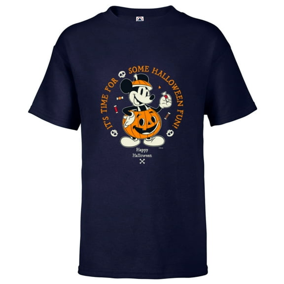 Disney Mickey Mouse Time for Halloween Fun Pumpkin Costume - Short Sleeve T-Shirt for Kids - Customized-Athletic Navy