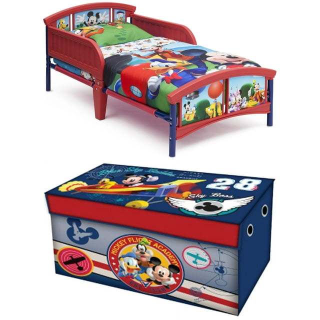 Disney Mickey Mouse Toddler Bed with BONUS Collapsible Toy Box