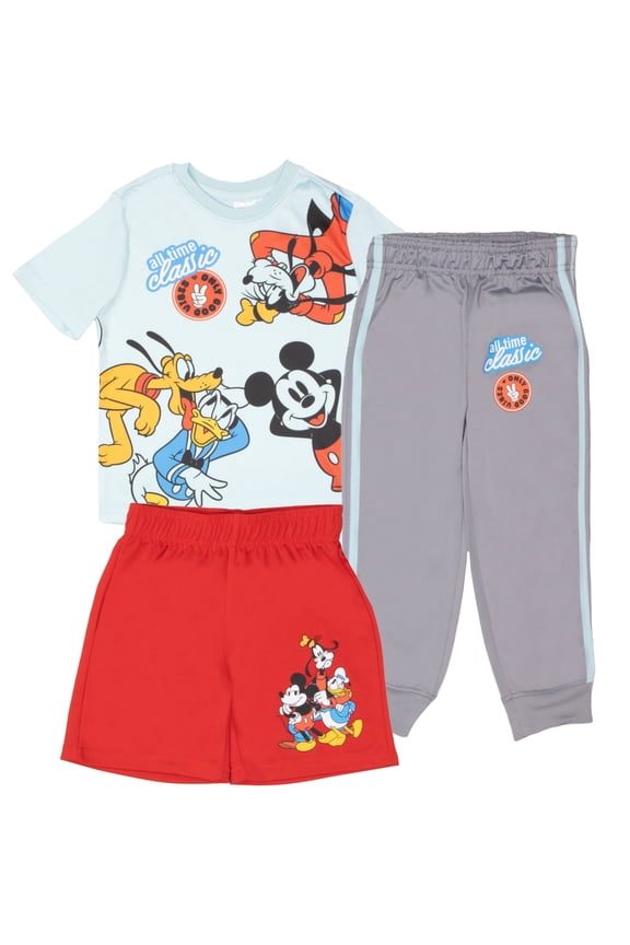 Toddler Boys Mickey Mouse 3‑Piece Jogger Set (Toddler), Sizes 2T-4T