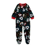 DISNEY Mickey Mouse Toddler Boy's Character Print Fleece Footed Pajama Sleeper, Size 3T
