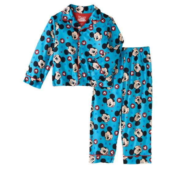 Disney Mickey Mouse Toddler Boys 2-Piece Blue Flannel Sleepwear Pajama Set 2T