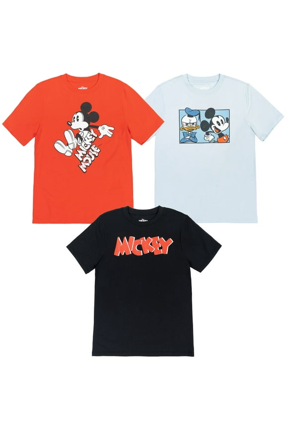 Mickey Mouse Toddler Boys 3 Pack T-Shirts Black / Blue / Red 2T