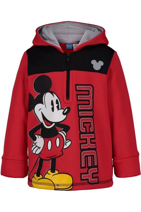 Mickey Mouse Toddler Boys Fleece Half Zip Hoodie Infant to Big Kid
