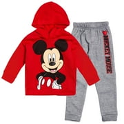 Disney Toddler Boys Mickey Mouse Fleece Pullover Hoodie and Pants Outfit Set, 1-pcs, 5T, Red