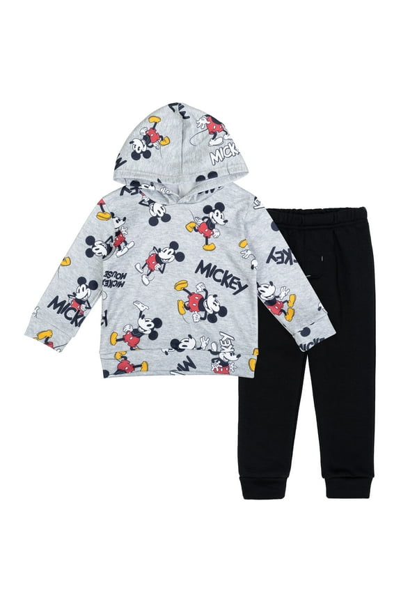 Mickey Mouse Toddler Boys Fleece Pullover Hoodie and Pants Outfit Set Infant to Little Kid
