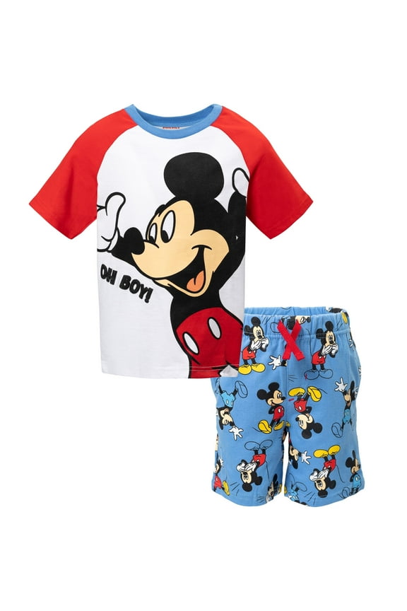 Mickey Mouse Toddler Boys Graphic T-Shirt & French Terry Shorts White / Red / Blue 3T