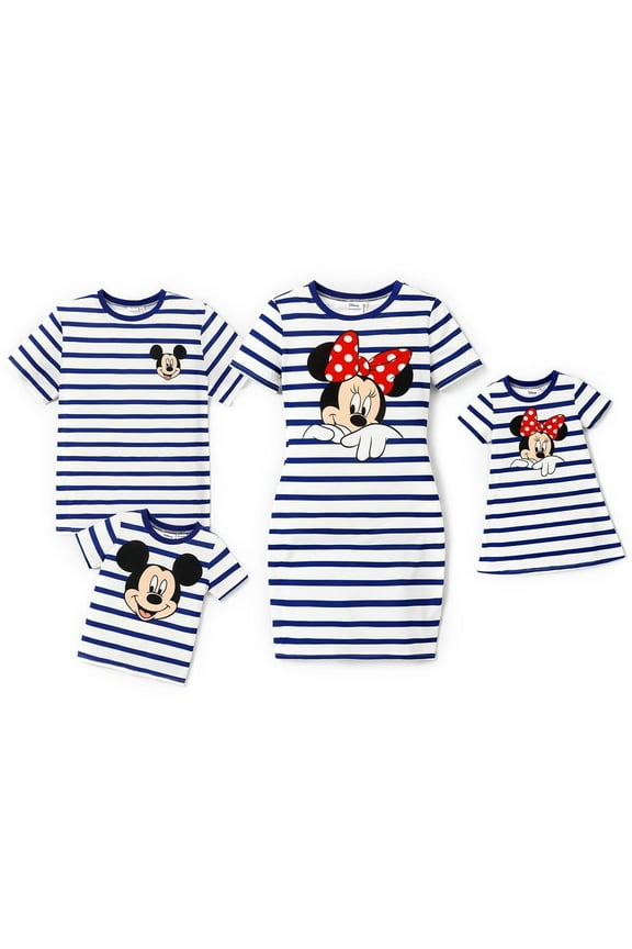 Mickey Mouse Toddler Boys Graphic Tee Striped Short Sleeve T-Shirts Matching Family Outfits