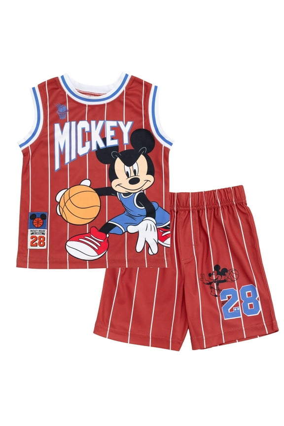 Mickey Mouse Toddler Boys Mesh Jersey Tank Top and Basketball Shorts Athletic Toddler to Little Kid
